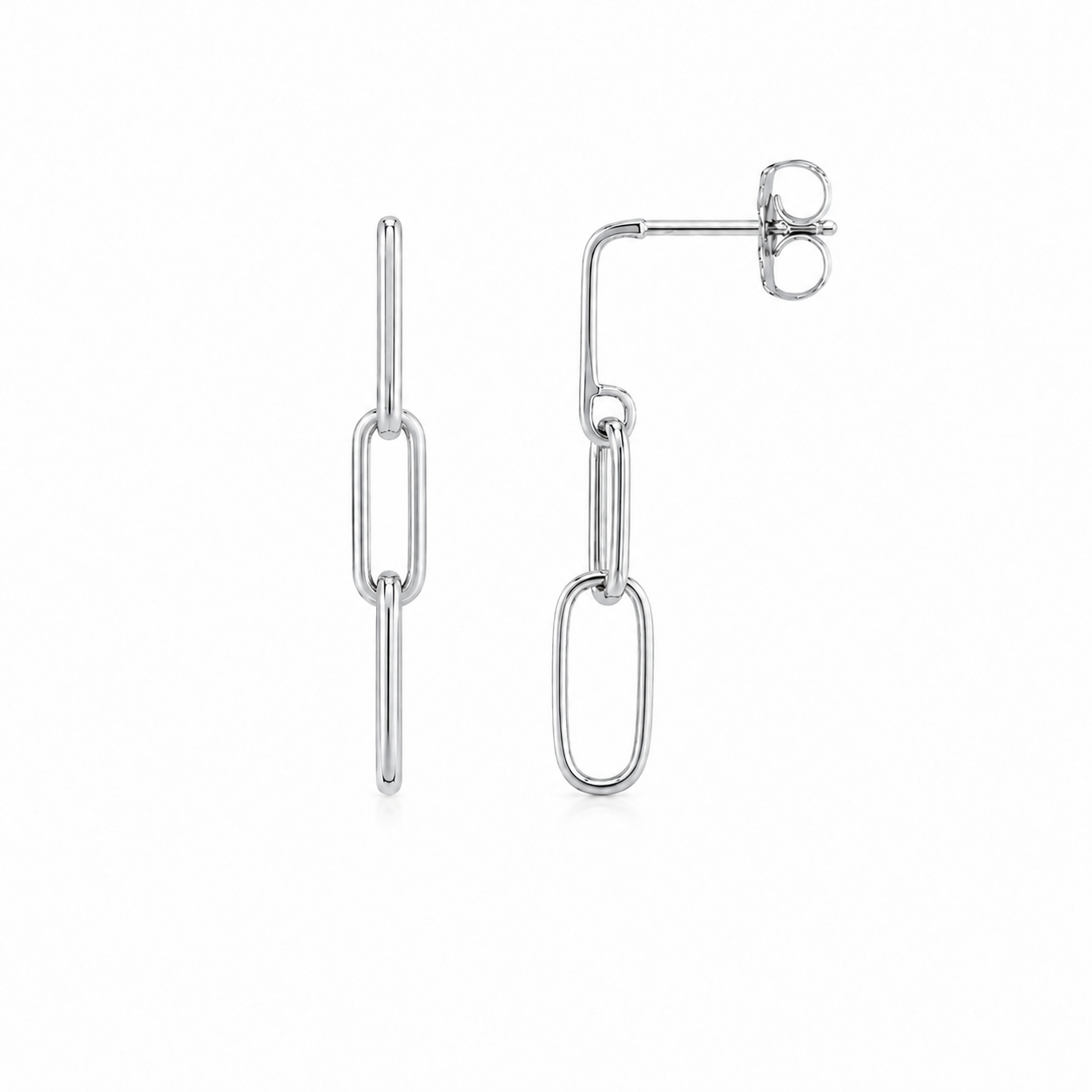 14K Gold Paperclip Chain Drop Earrings – Minimalist Link Dangle Earrings for Women