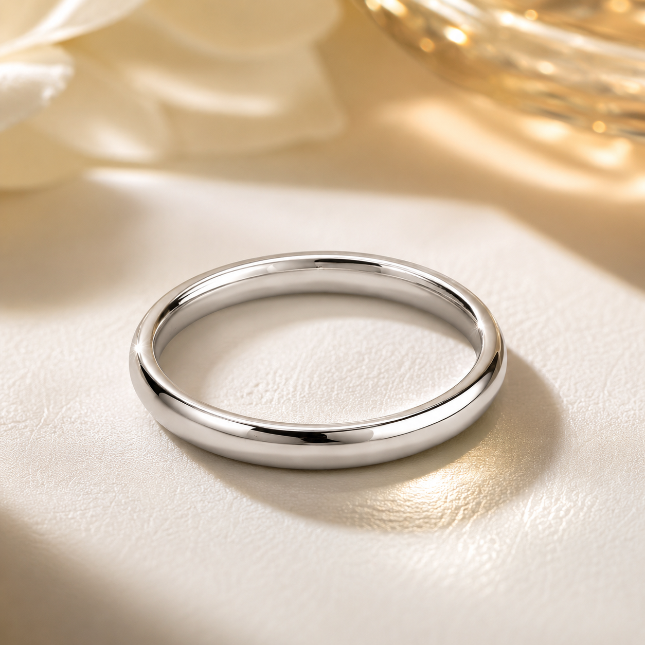 Platinum Comfort-Fit Wedding Band Ring – Polished Plain Band | Sizes 5–11