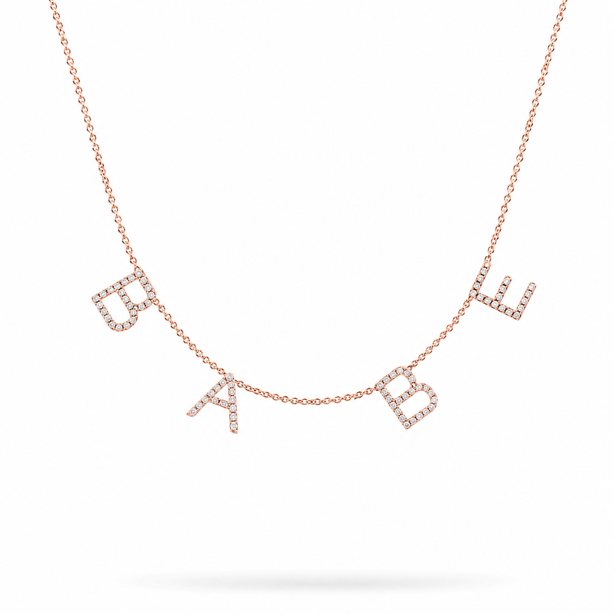 Minimalist 14K gold natural diamond letter necklace