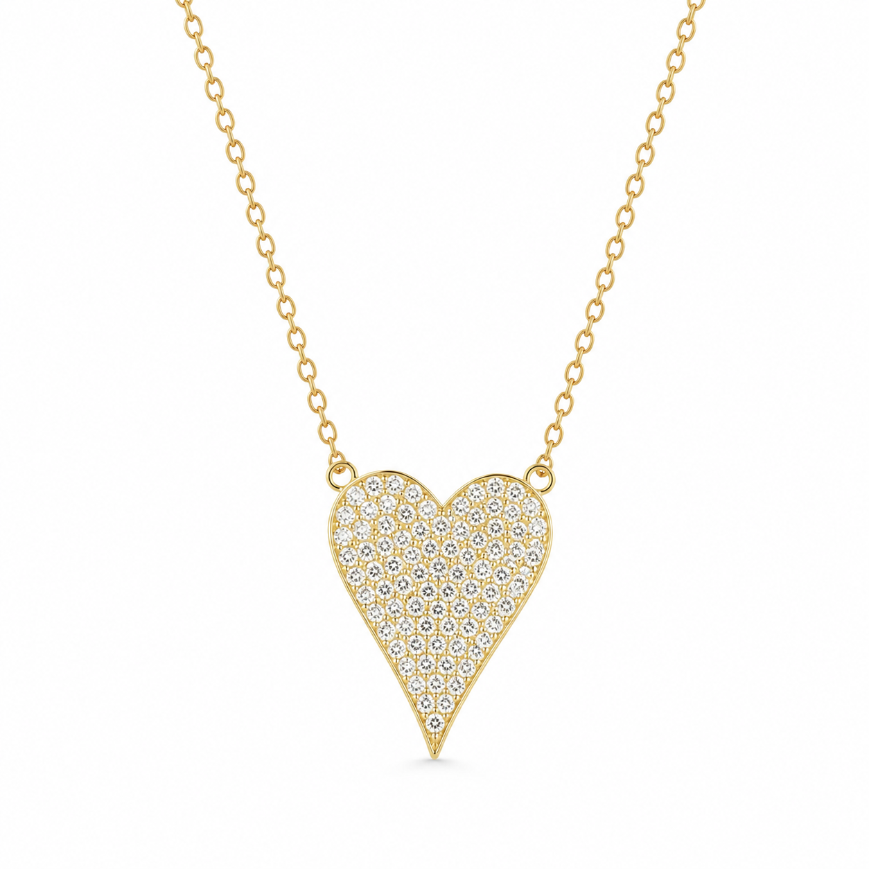 Diamond Heart Pendant Necklace 14K Gold