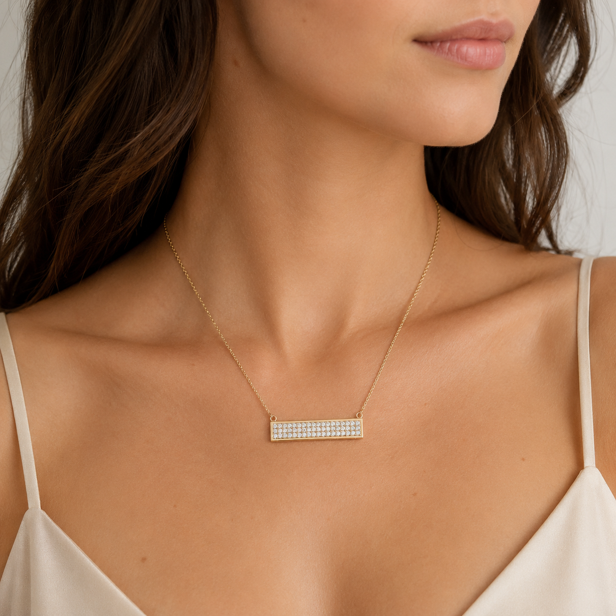 0.55 CTW Natural Diamond Bar Necklace in 14K Gold