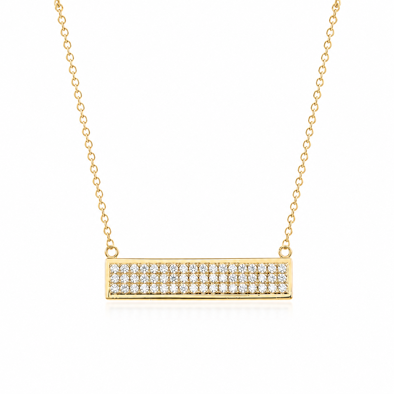 0.55 CTW Natural Diamond Bar Necklace in 14K Yellow Gold