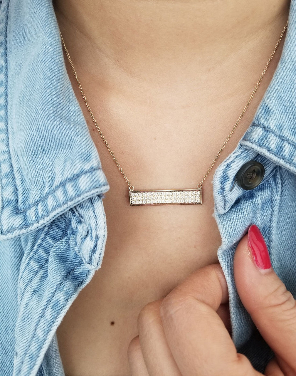0.50ct Natural Diamond Bar Necklace 14K Gold