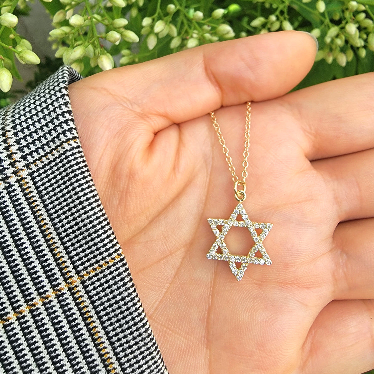 Diamond Star of David Necklace 