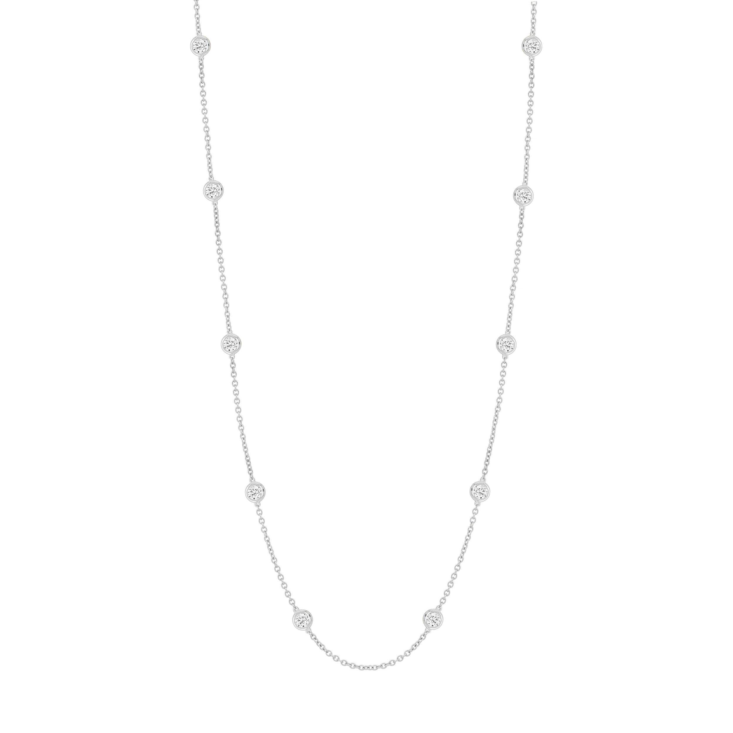 Natural Diamond By The Yard Necklace 14K Gold