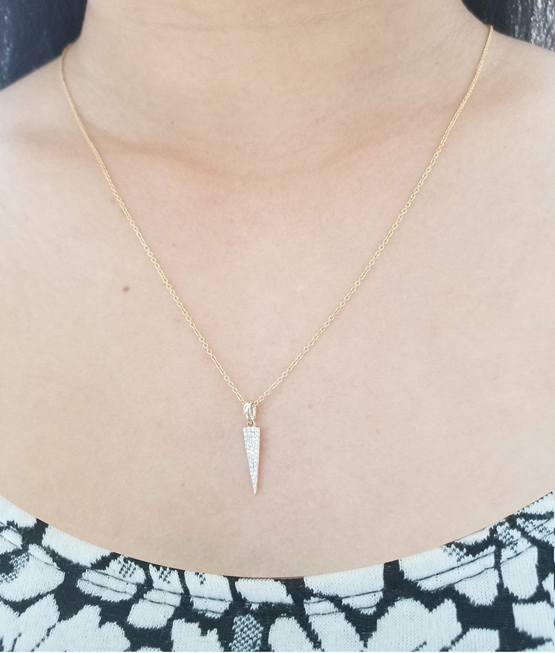 Pave Diamond Spike Pendant Necklace 