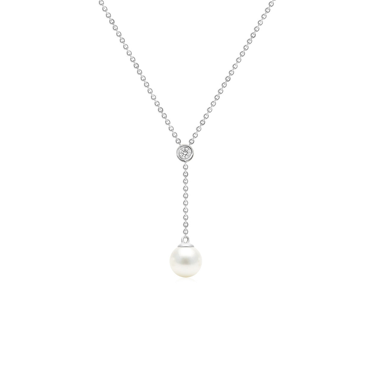 Pearl Drop with Diamond Necklace 14K Gold