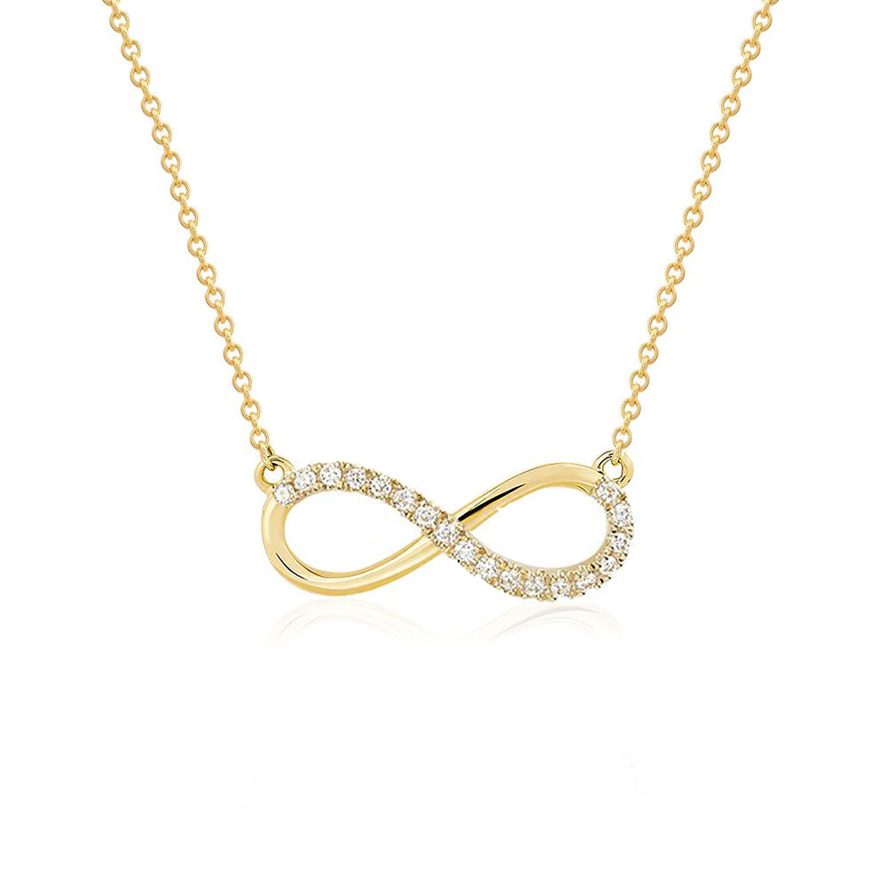 Natural Diamond Large Infinity Pendant Necklace 14K Gold