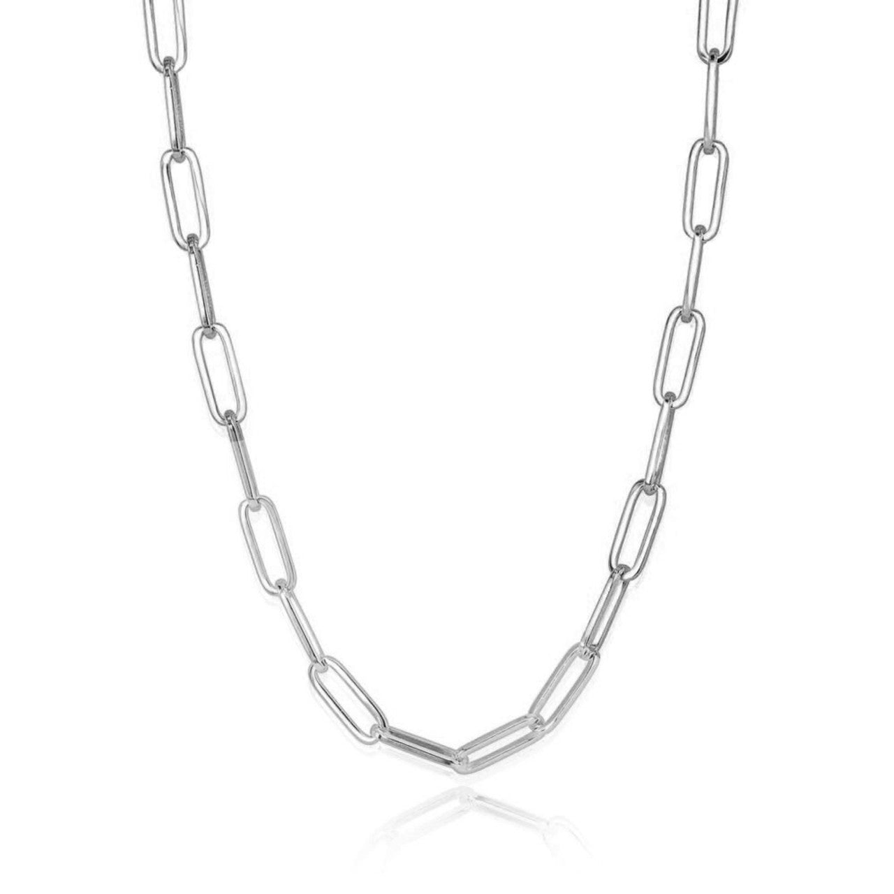 Paper Clip Chain Necklace 14K White Gold