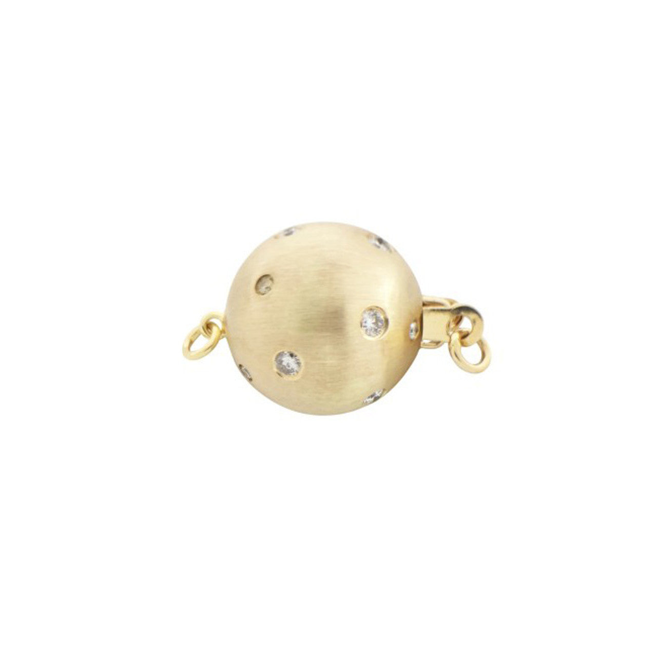 Diamond Ball Clasp Matte Finished 14K Yellow Gold 