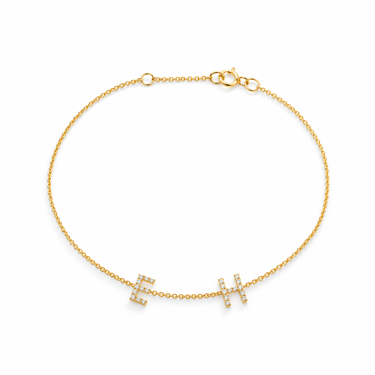 Personalized Diamond Initial Bracelet in 14K Yellow Gold