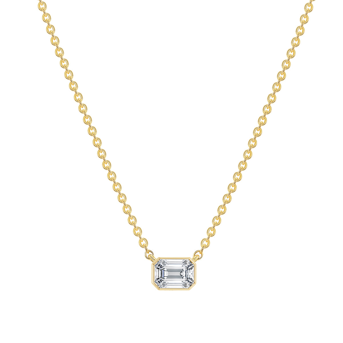 Single Diamond Pendant Necklace 14K Gold – Heart, Pear & Emerald Cut