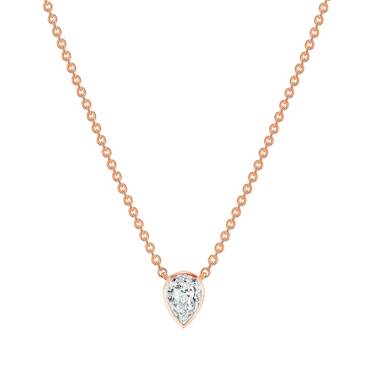Single Diamond Pendant Necklace 14K Gold – Heart, Pear & Emerald Cut