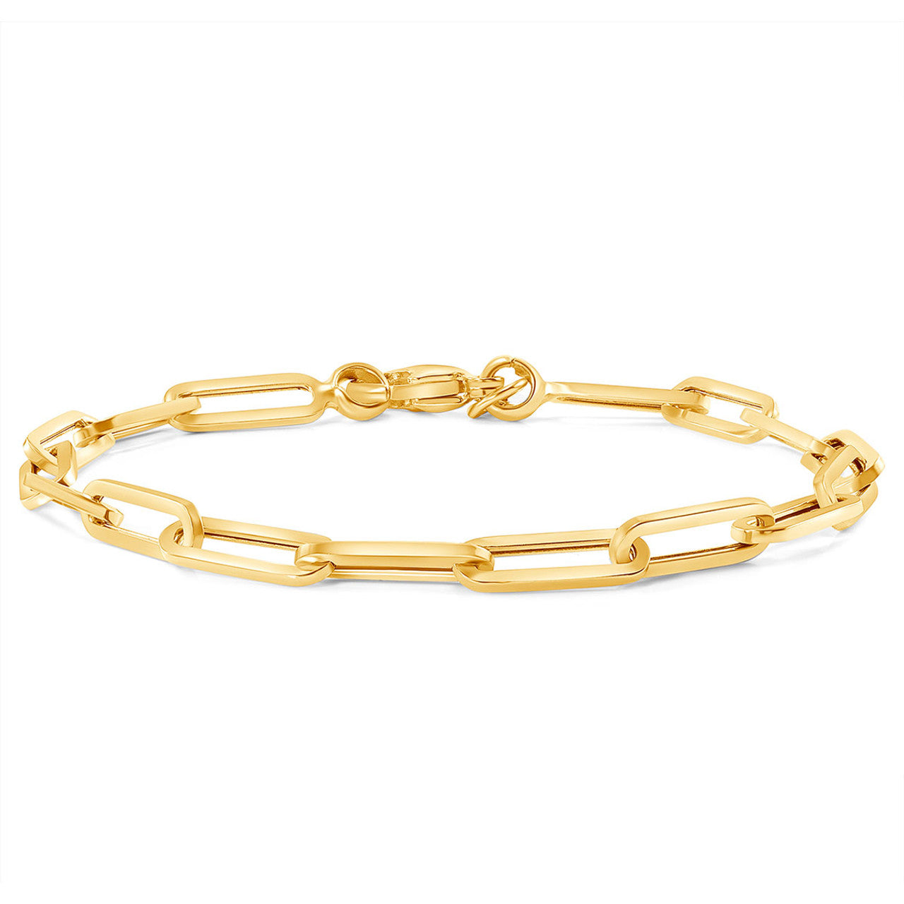 Paper Clip Link Chain Bracelet 14K Yellow Gold