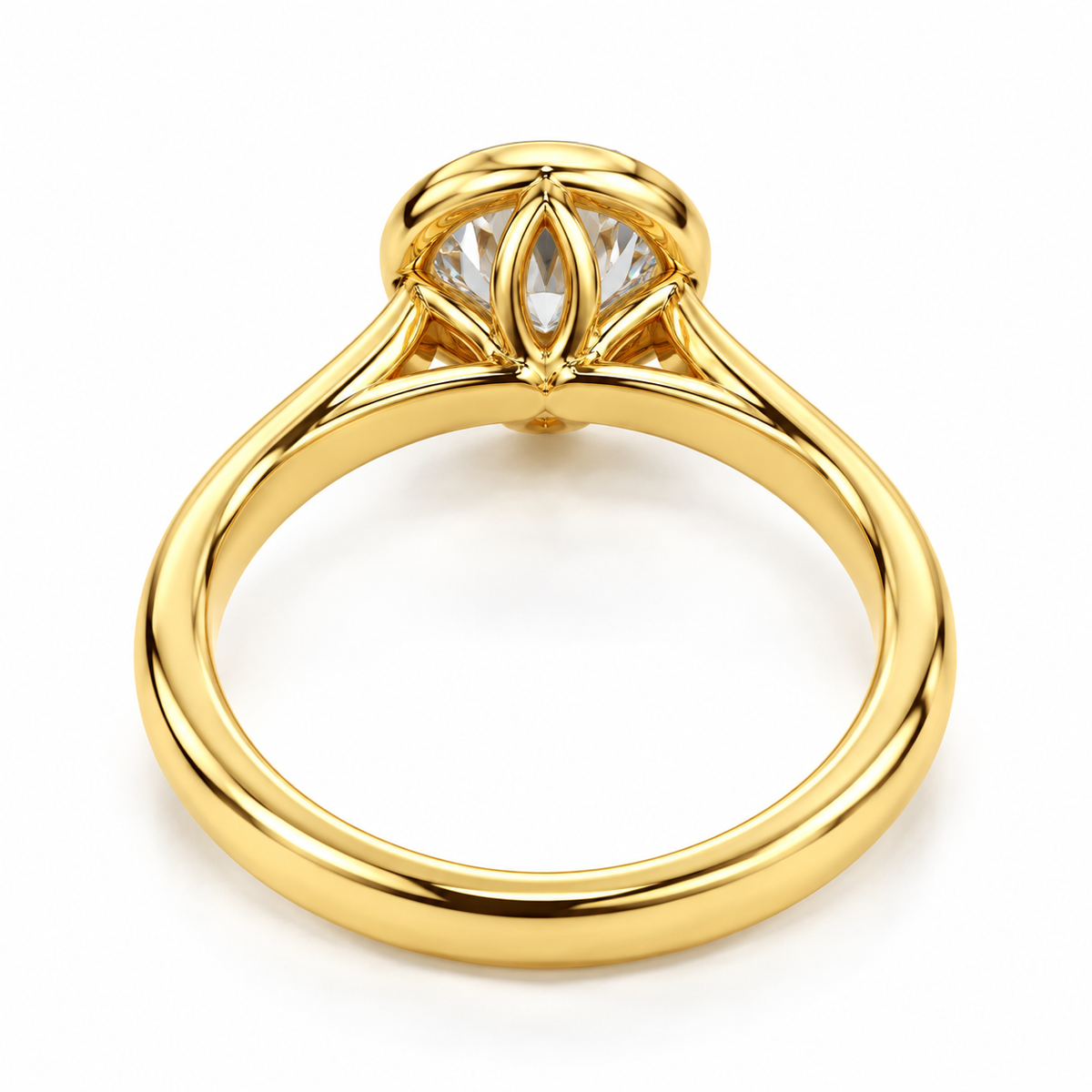 14K  gold bezel set lab grown diamond engagement ring