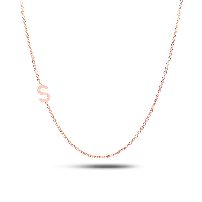 Sideways Block Initial Necklace 14K Gold