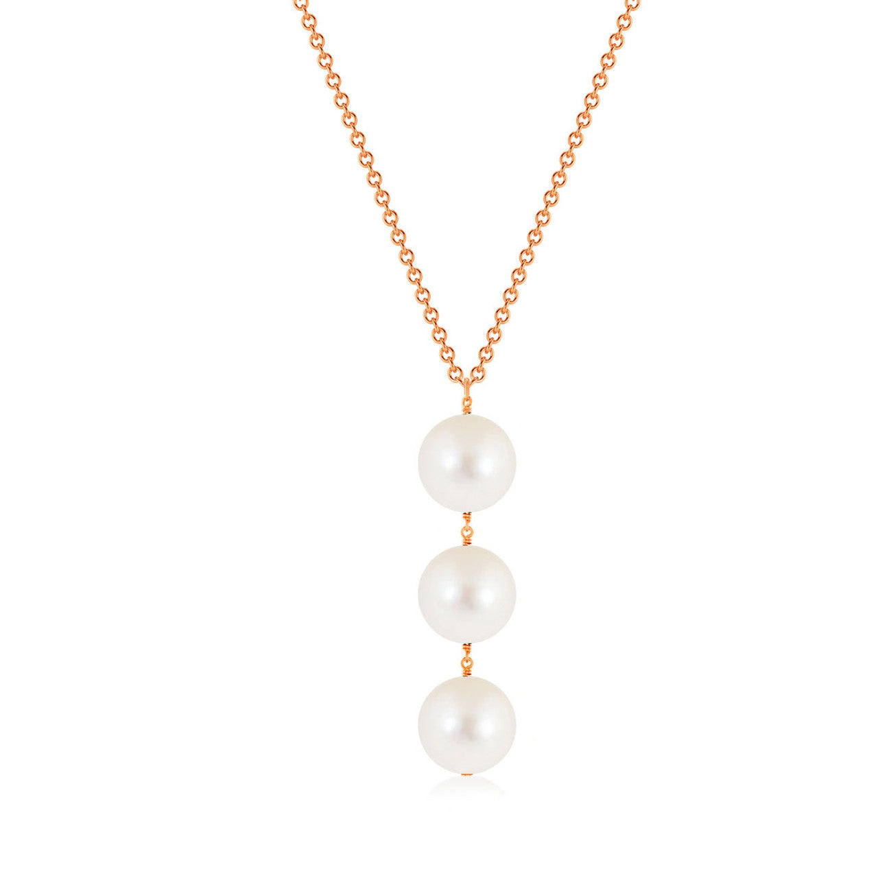 Freshwater Pearl Triple Drop Pendant 14K Rose Gold
