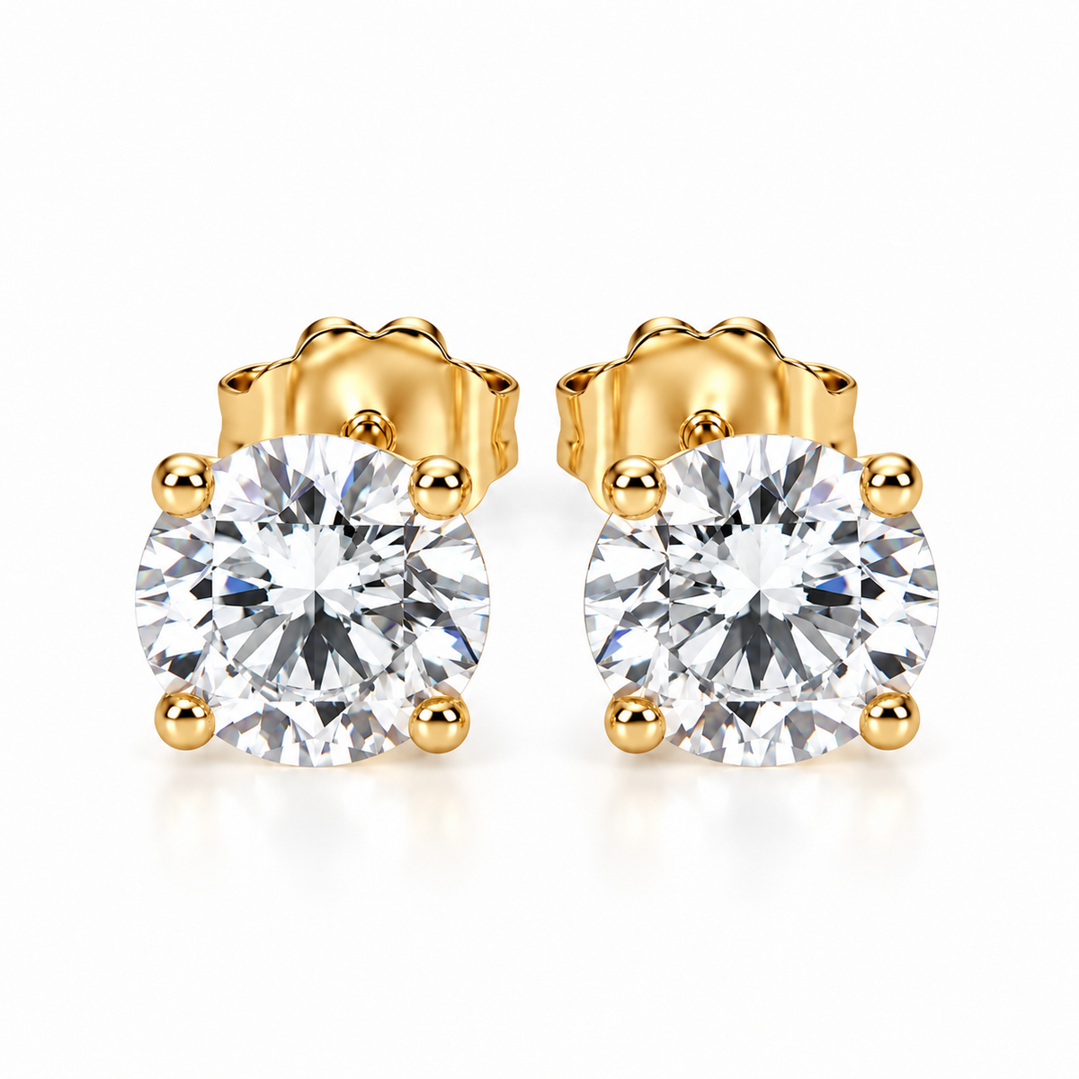 Lab Grown Diamond Martini Stud Earrings – 14K Gold, IGI Certified (1CT–6CT), alternate product view