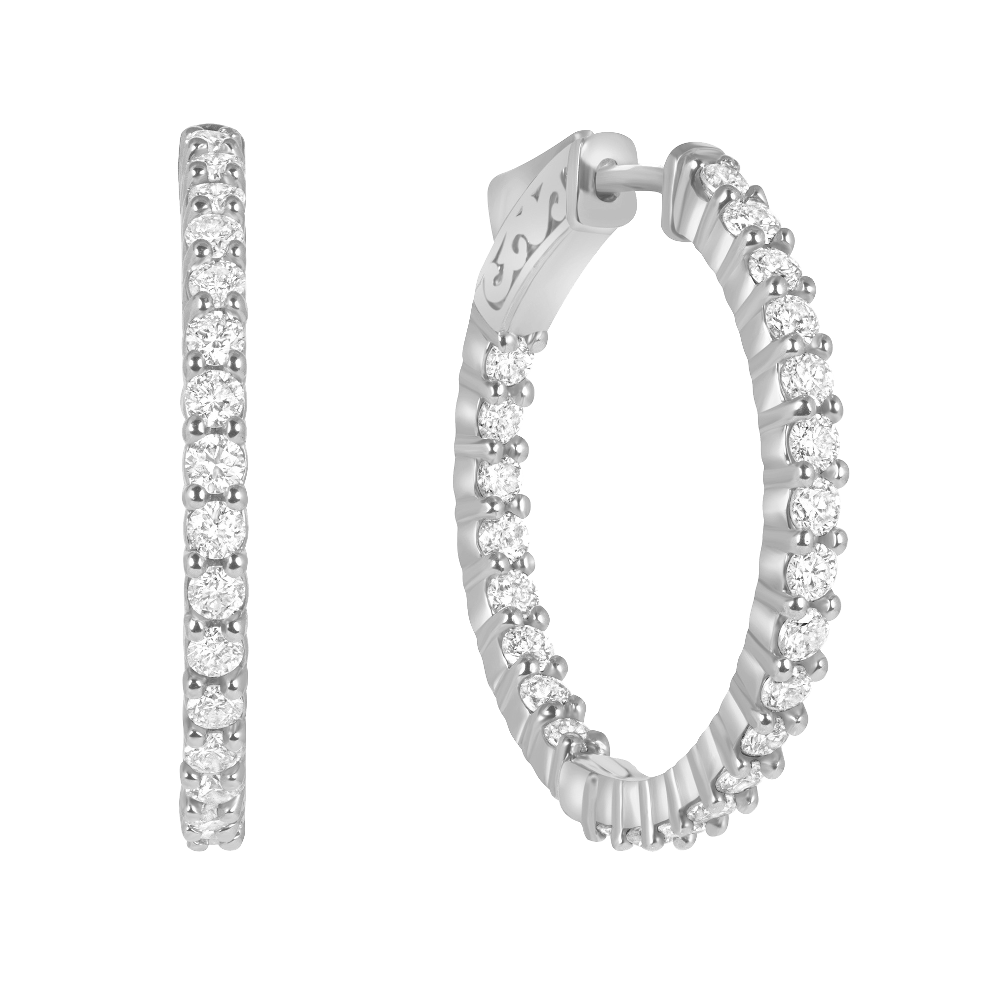 1.40ct Natural Diamond Inside Out  Hoop Earrings 14K Yellow Gold