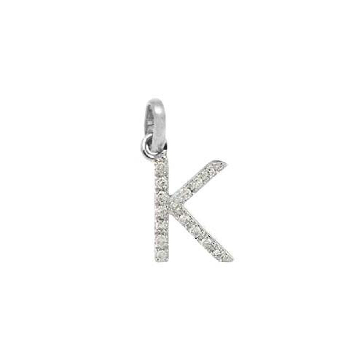 Natural Diamond Initial Alphabet Letter Charm From A to Z 14K Gold
