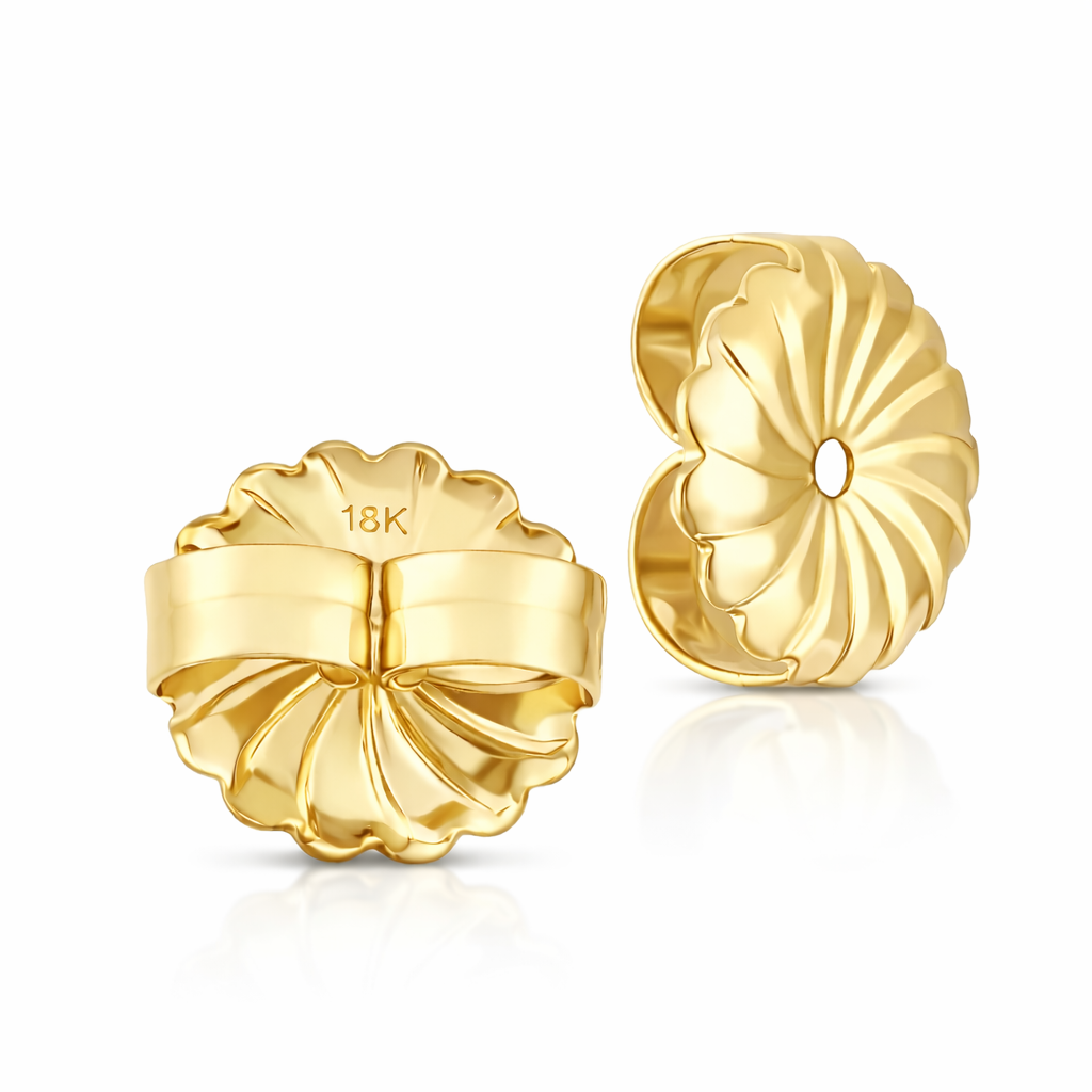 14K & 18K Gold Rosette Earring Earnut – Secure Butterfly Push Back for Stud Earrings