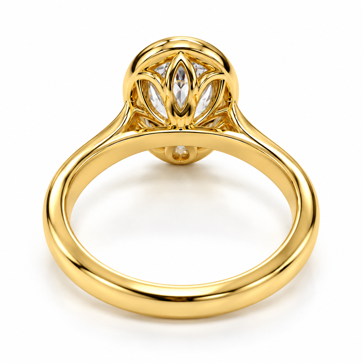 Close-Up of Oval Diamond Bezel Set Engagement Ring