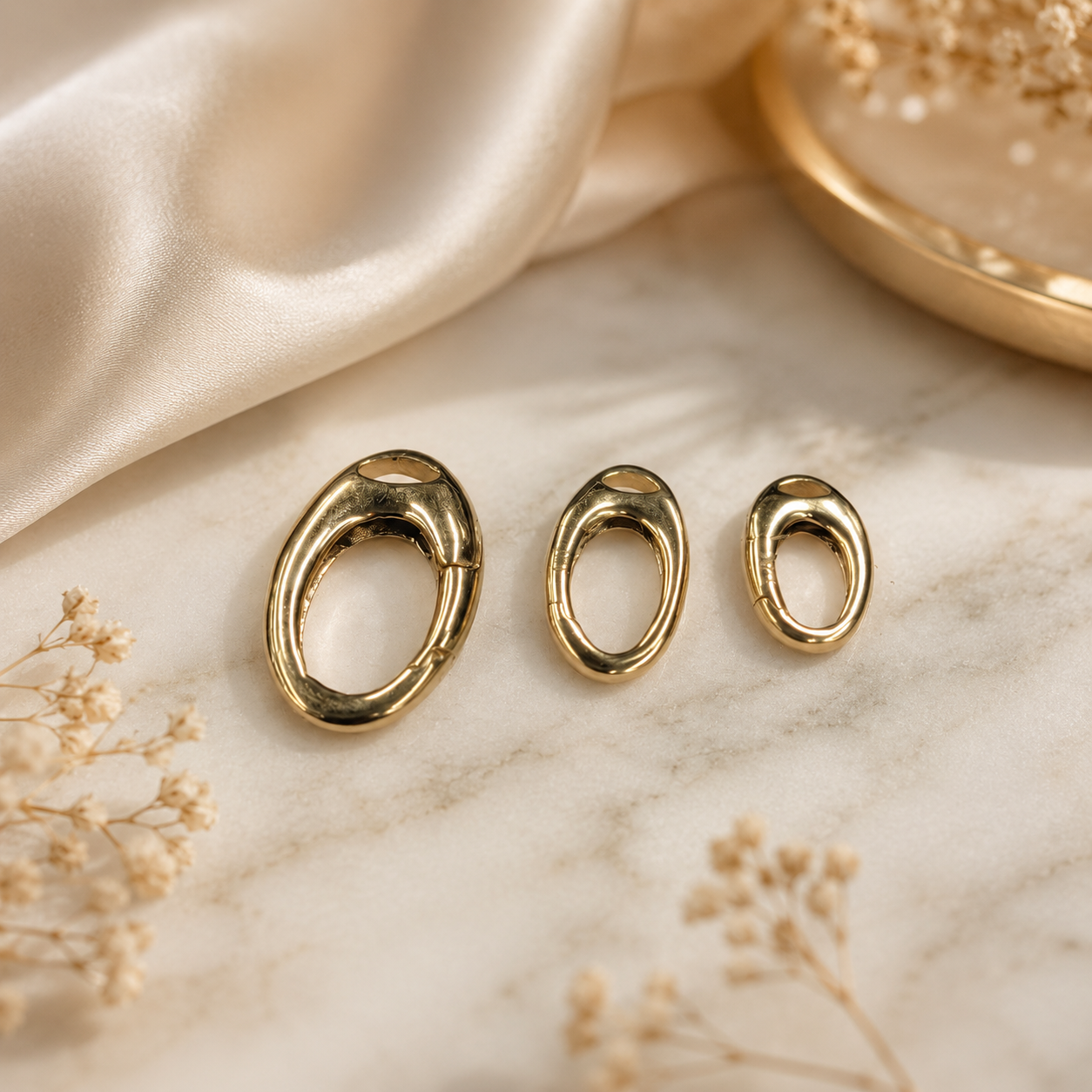 Oval Push Clasp 14K Gold
