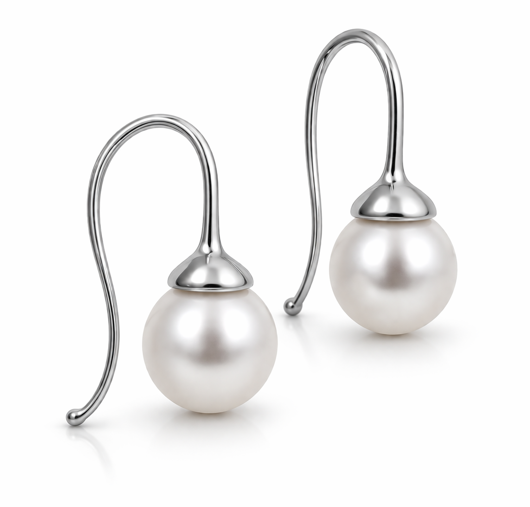 14K & 18K Gold Pearl Cup Earwire Hooks – 5mm Cap, 20x12mm, Fits 6–8mm Pearls