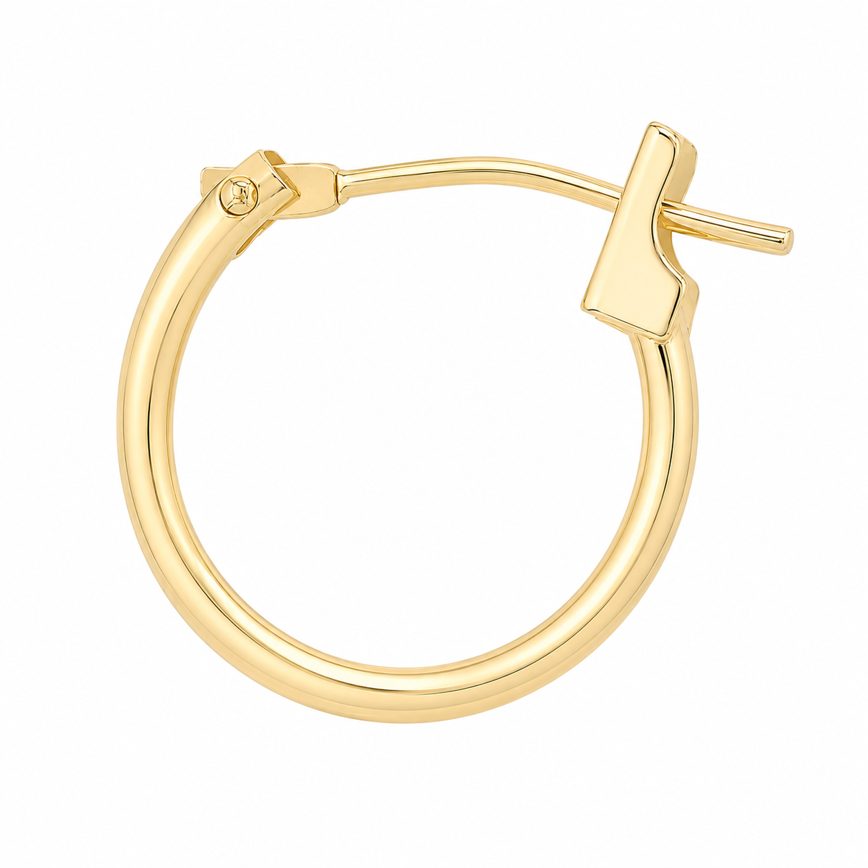 14K Solid Gold Delicate Hoop Earrings 12x1.25mm – Classic Small Hoops in White Gold & Yellow Gold
