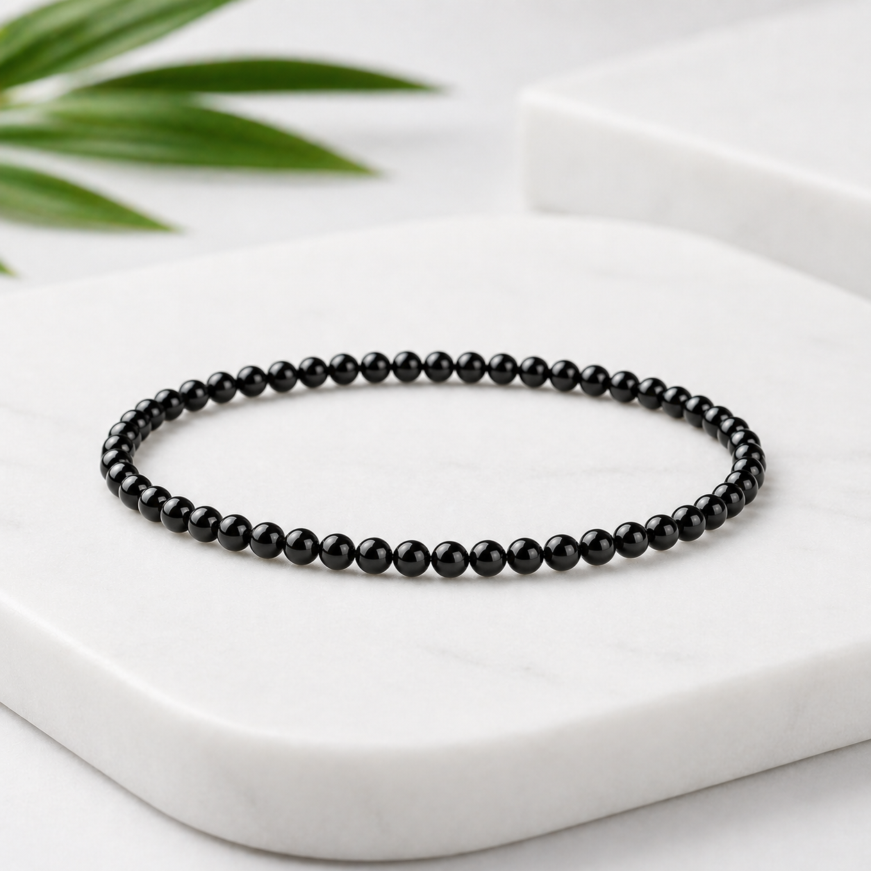 Natural Black Onyx Bead Bracelet – Elegant Minimal Jewelry Gift
