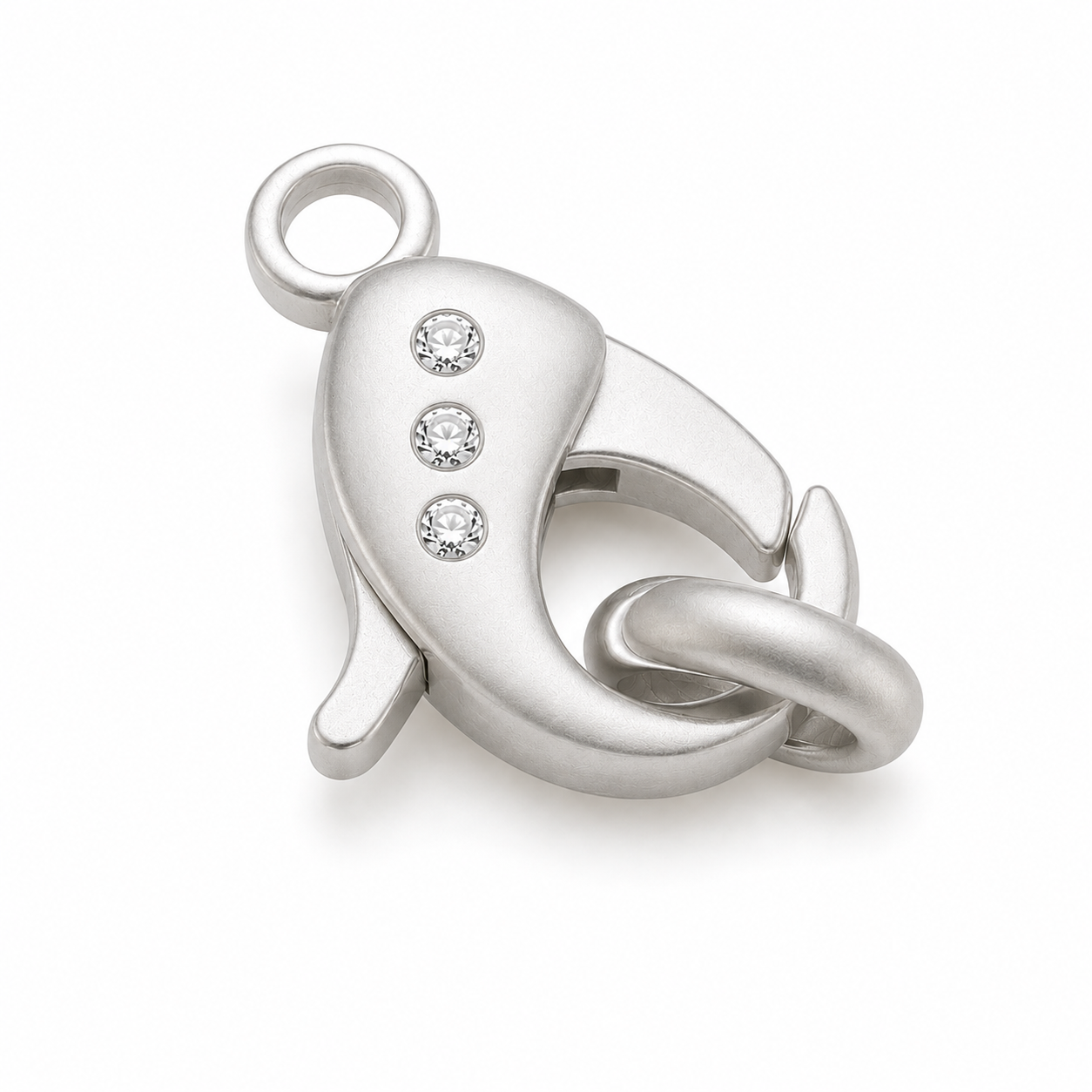 14K Gold Diamond Lobster Clasp with Stationary Ring