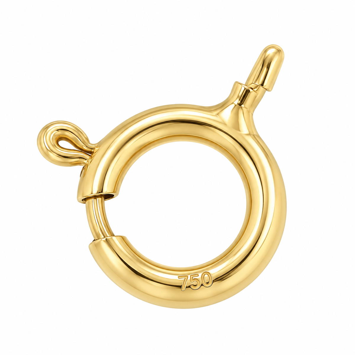 18K Yellow Gold Spring Ring Clasp – Round Jewelry Clasp