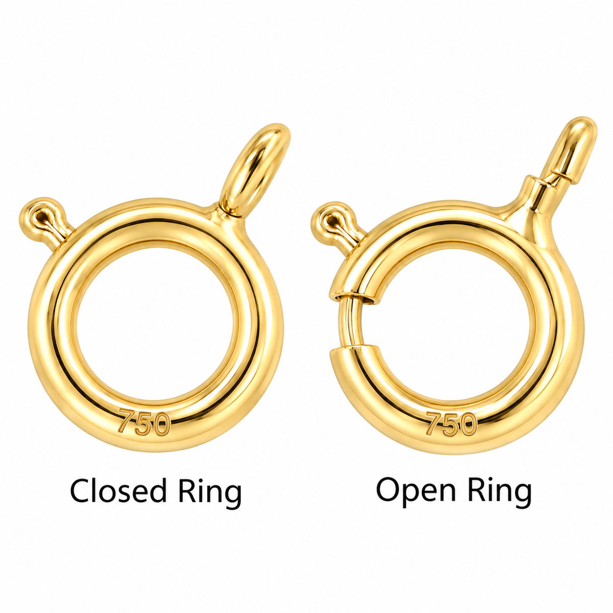 18K Yellow Gold Spring Ring Clasp – Round Jewelry Clasp