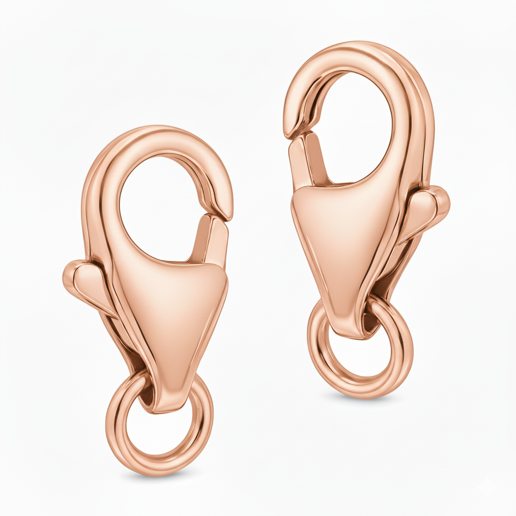 Gold Pear-Shaped Lobster Clasp with Open Jump Ring – Secure Jewelry Clasp for Necklace & Bracelet