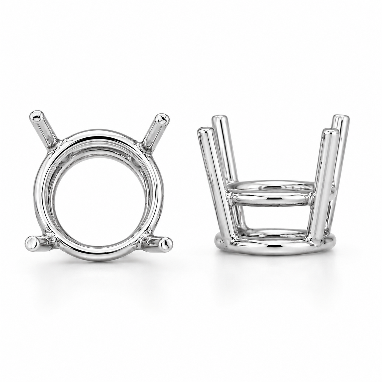 14K Gold Round Four Prong Basket Setting