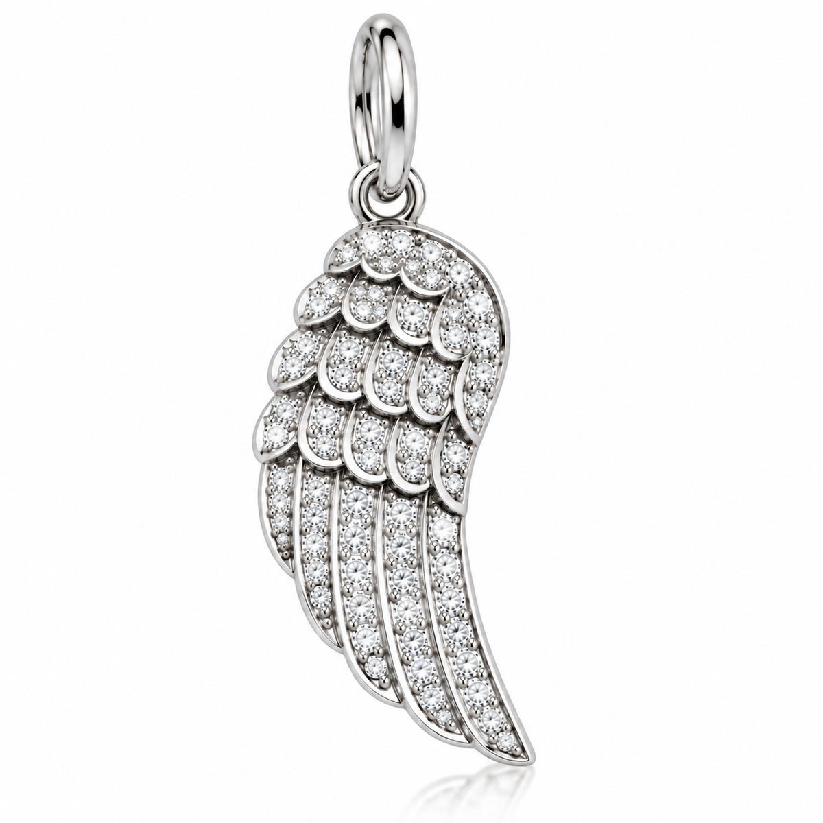 14K Gold Natural Diamond Angel Wing Pendant
