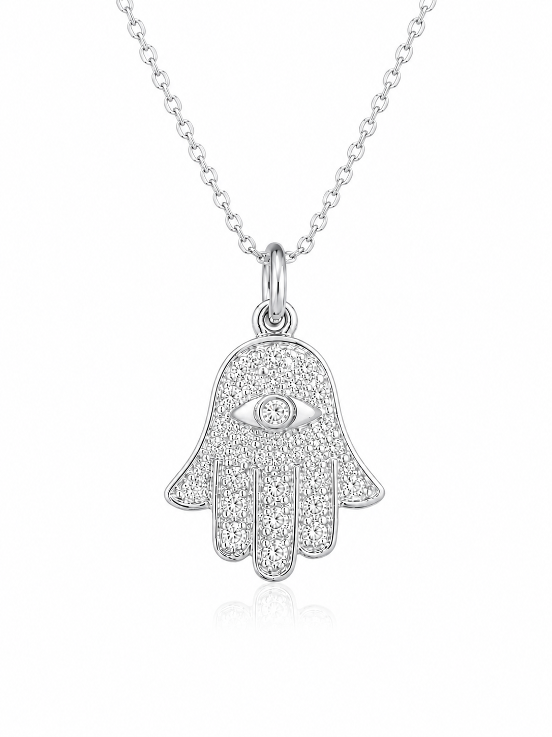 14K Yellow Gold Diamond Hamsa Hand Necklace