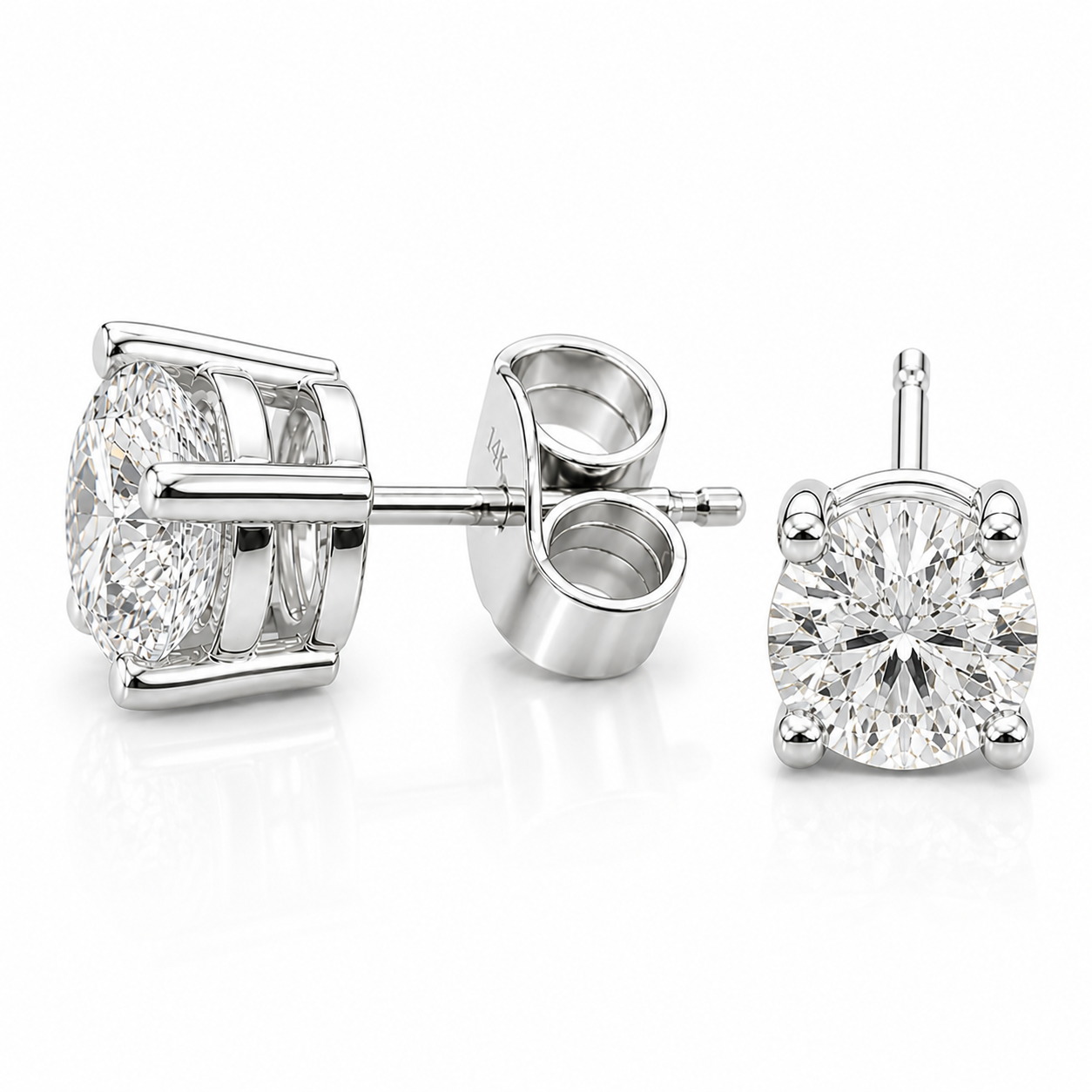 Lab Grown Diamond Stud Earrings – 14K Gold, IGI Certified (1CT–6CT)