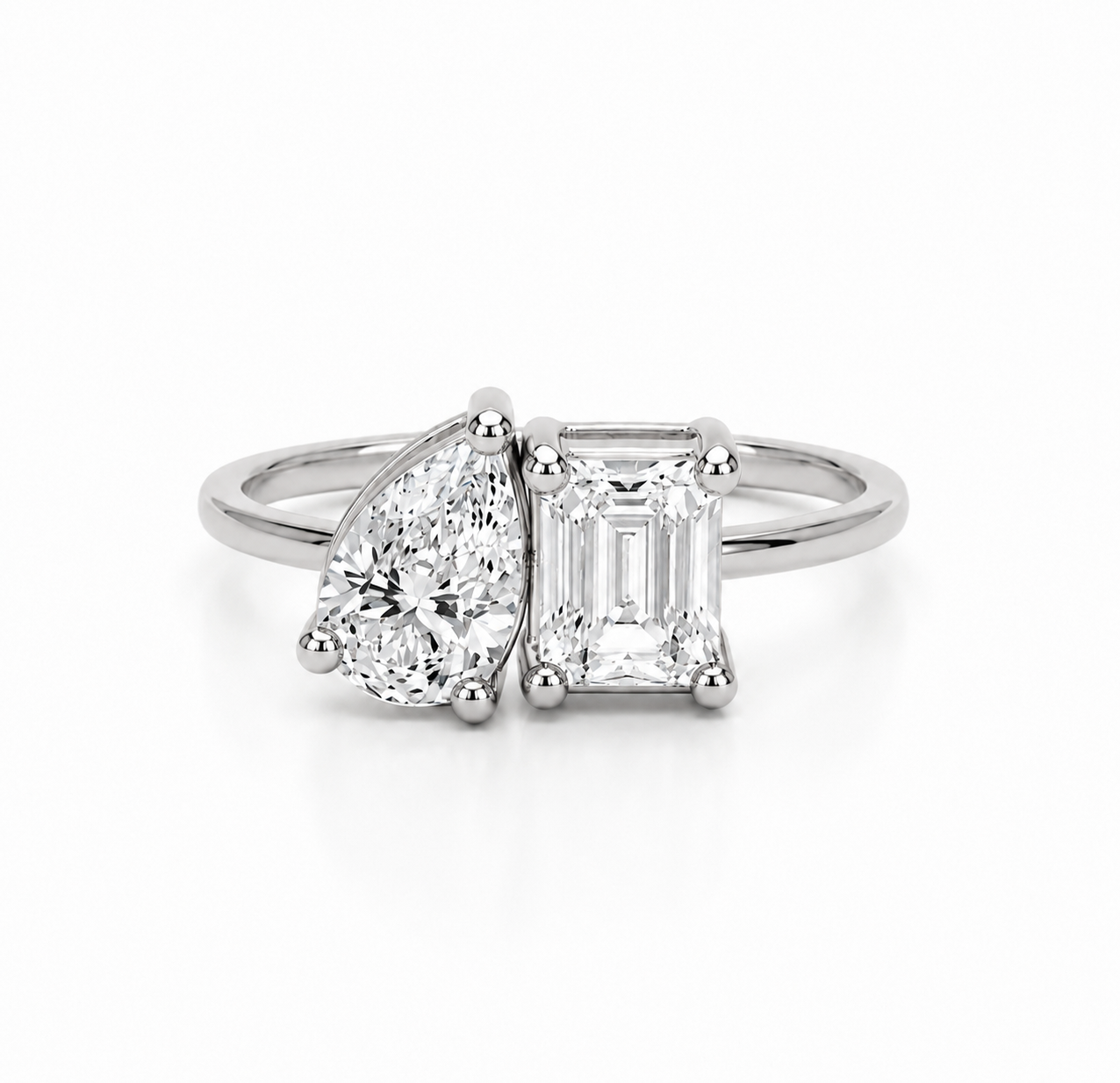 Toi et Moi Pear & Emerald Cut Lab Grown Diamond Ring 14K Gold