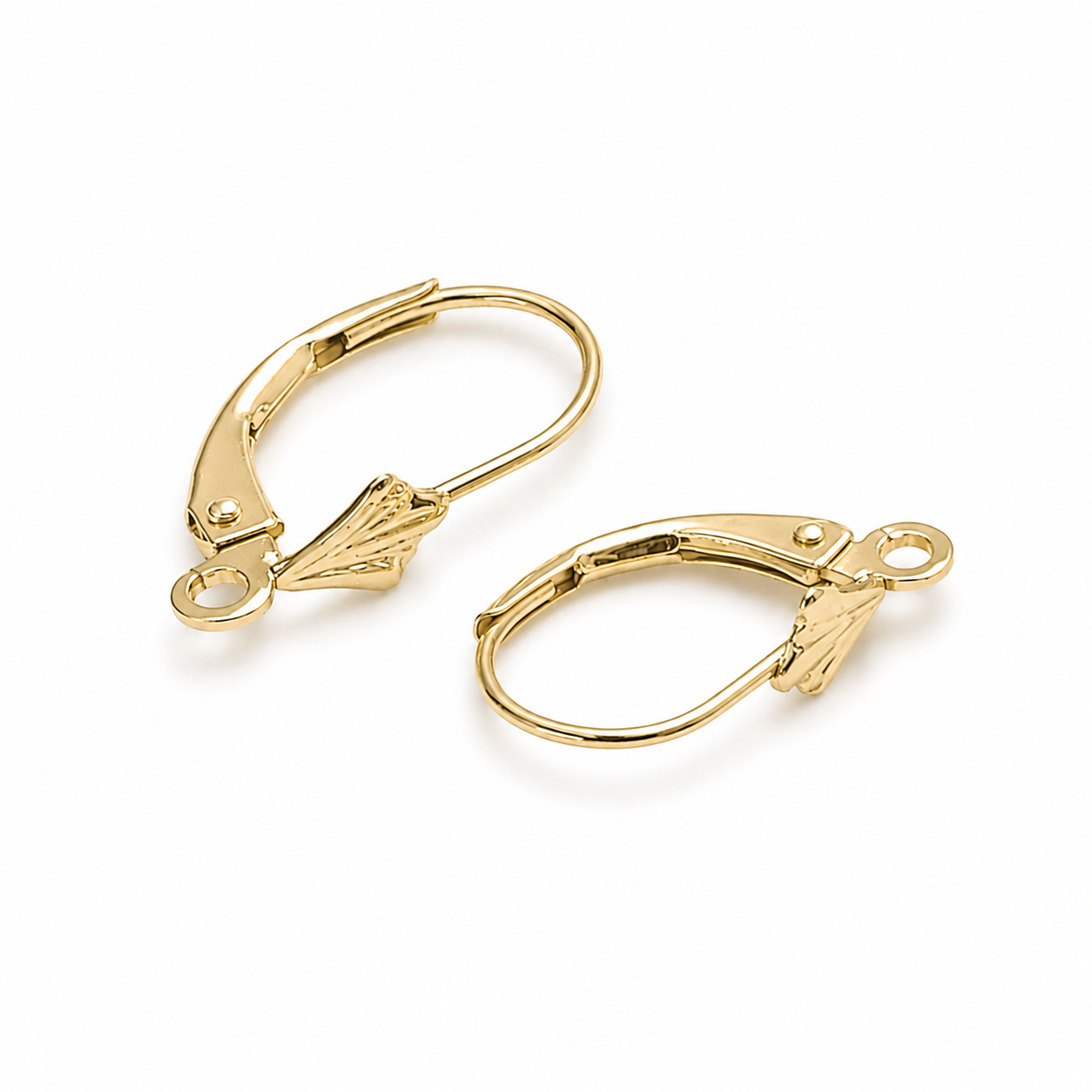 14K Gold Leverback Earring Findings – Secure Hinged Ear Wires for Jewelry Making