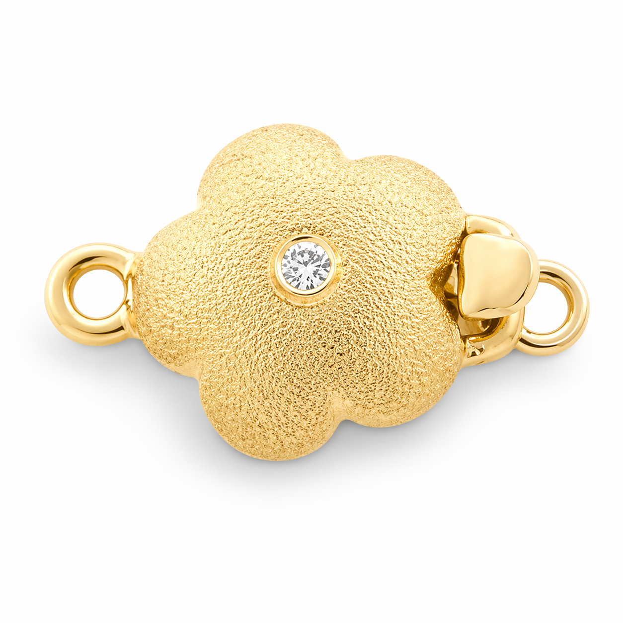 14K Gold Flower Clasp with Diamond Accent – Secure Jewelry   Findings