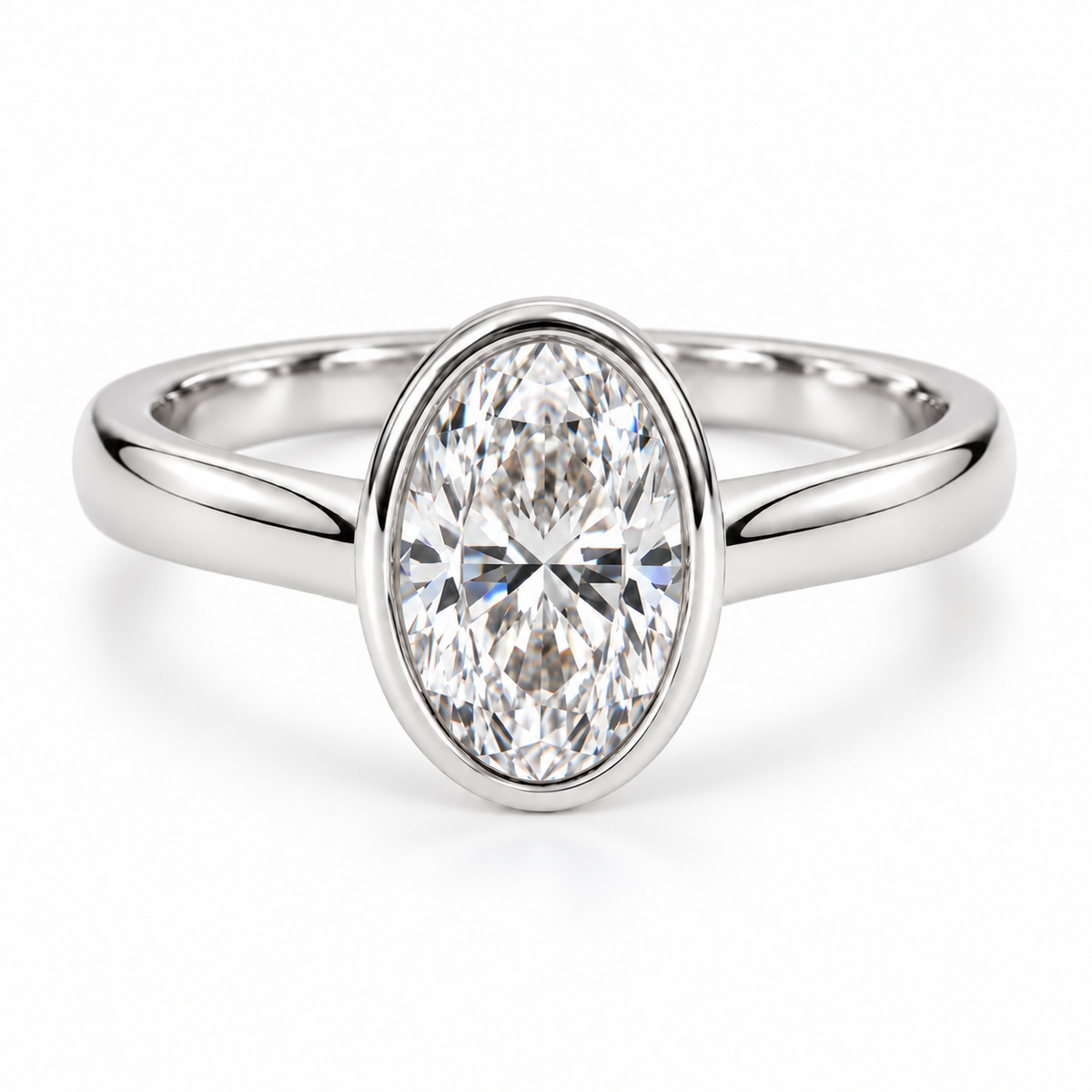 Luxury Oval Diamond Ring with Polished Gold Band