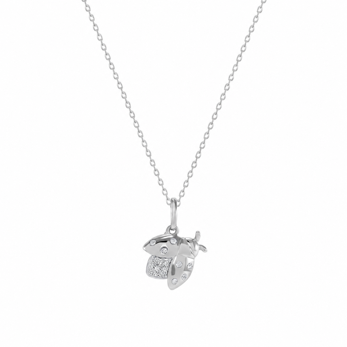 14K Gold Cicada Pendant Necklace with Natural Diamonds