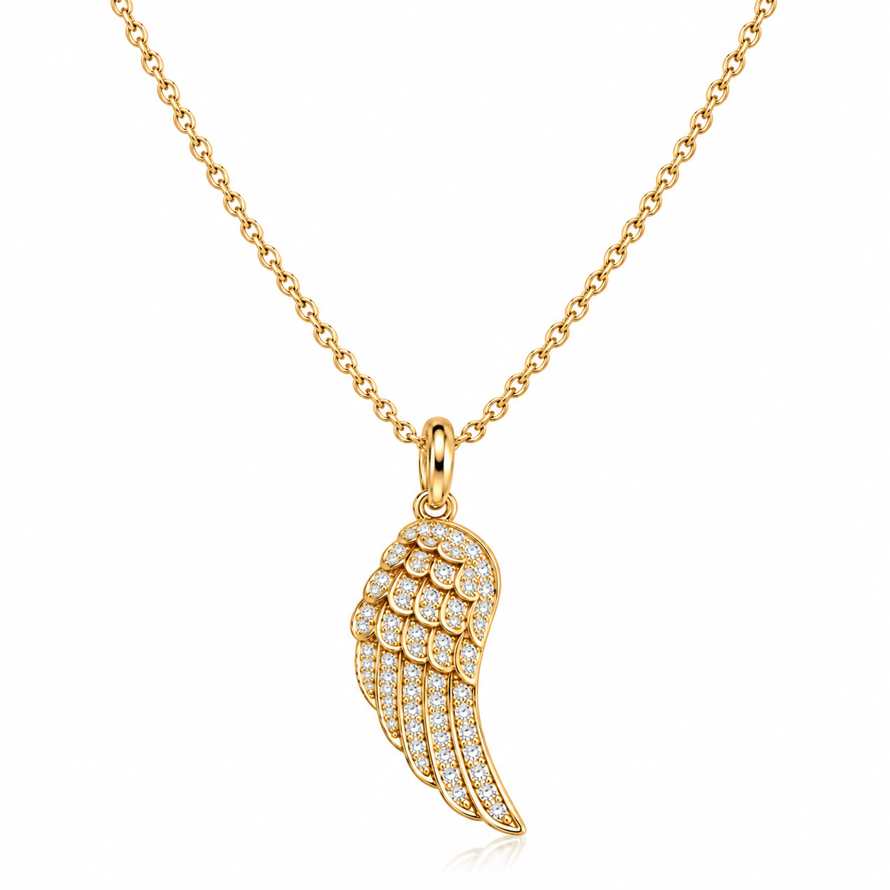 Diamond Wing Pendant Necklace 14K Gold