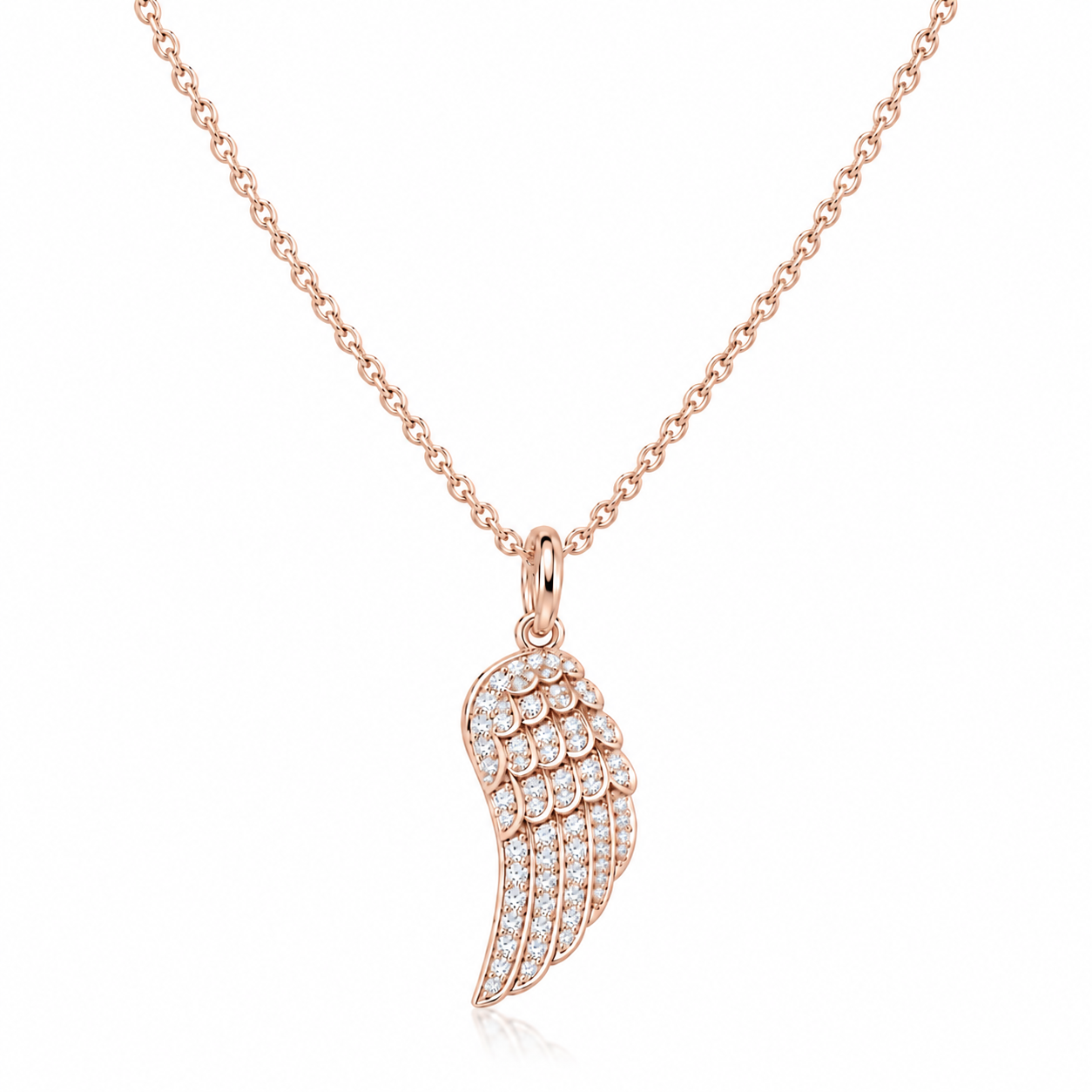 Diamond Wing Pendant Necklace 14K Gold