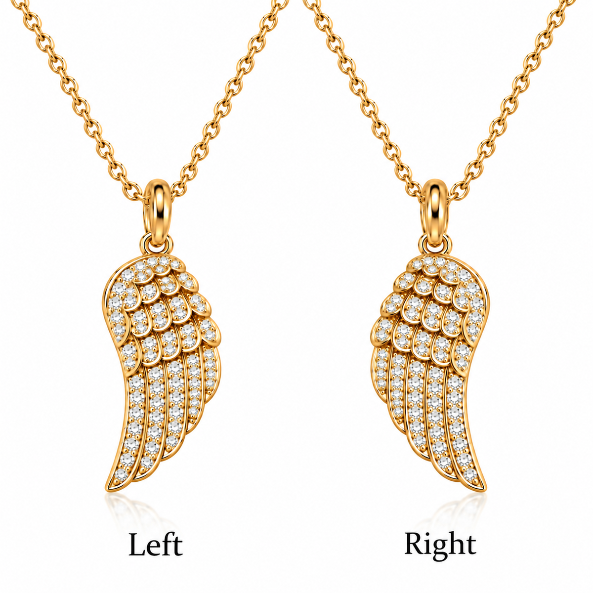 Diamond Wing Pendant Necklace 14K Gold
