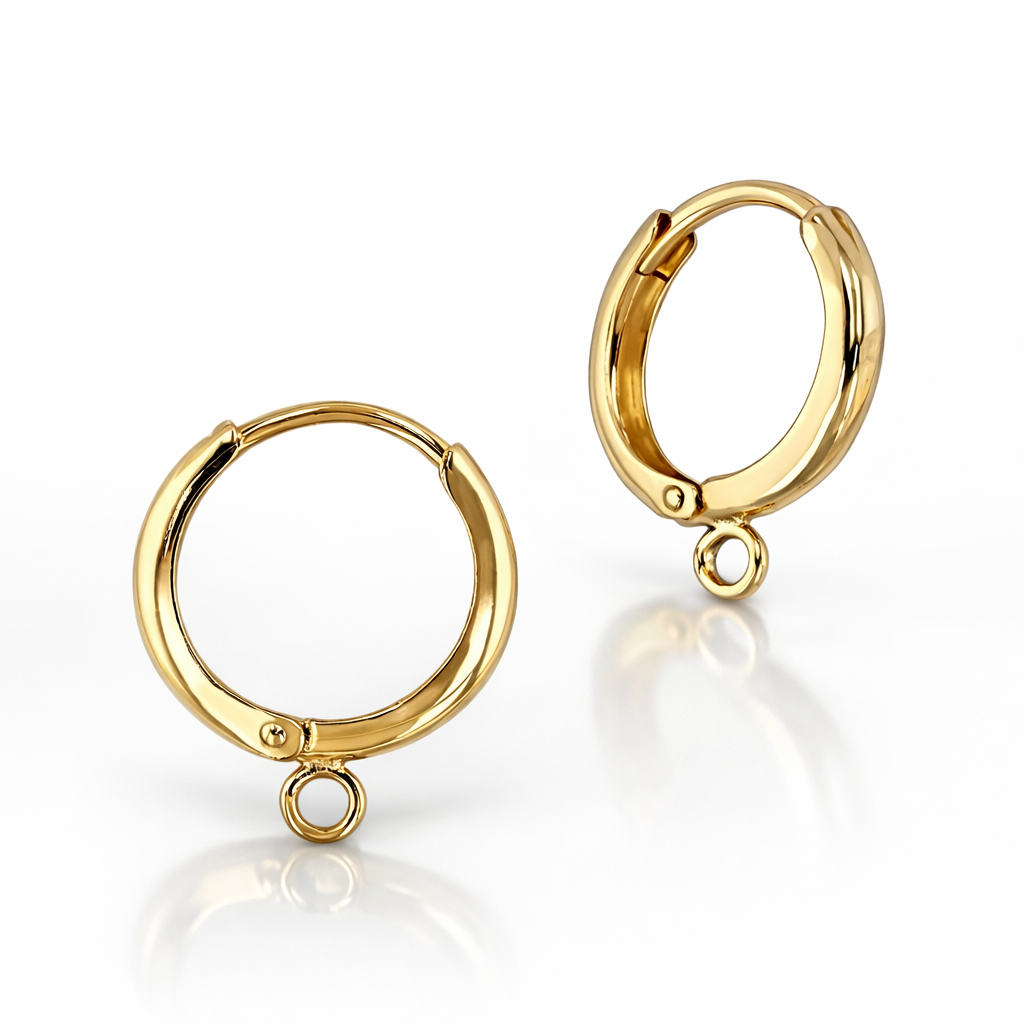 14K Solid Gold Click Huggie Hoop Earrings with Closed Jump Ring