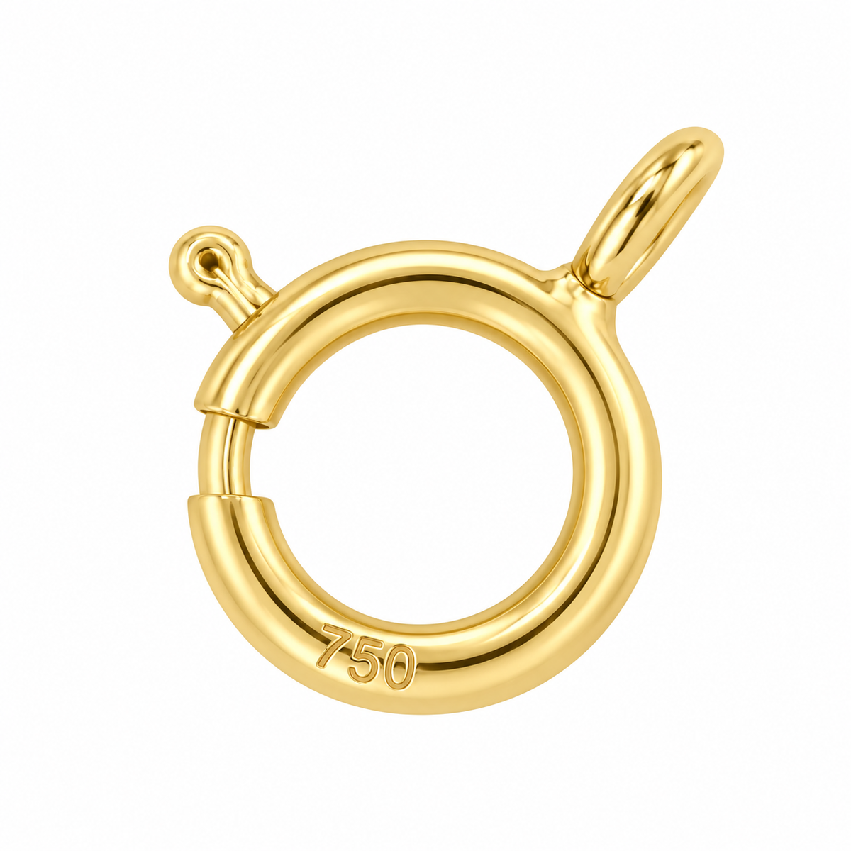 18K Yellow Gold Spring Ring Clasp – Round Jewelry Clasp
