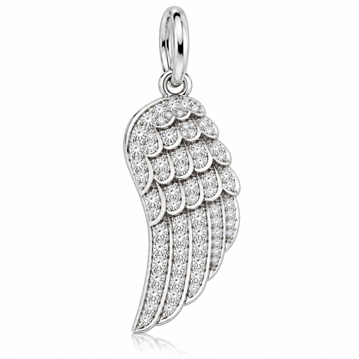 14K Gold Natural Diamond Angel Wing Pendant