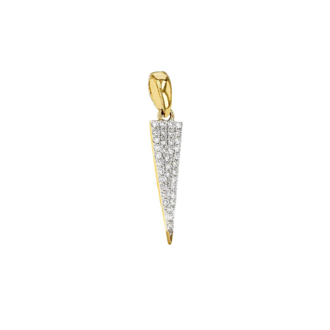 Pave Diamond Spike Charm Necklace 14K Gold